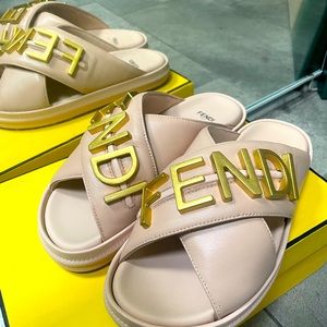 Pink Fendi Slides